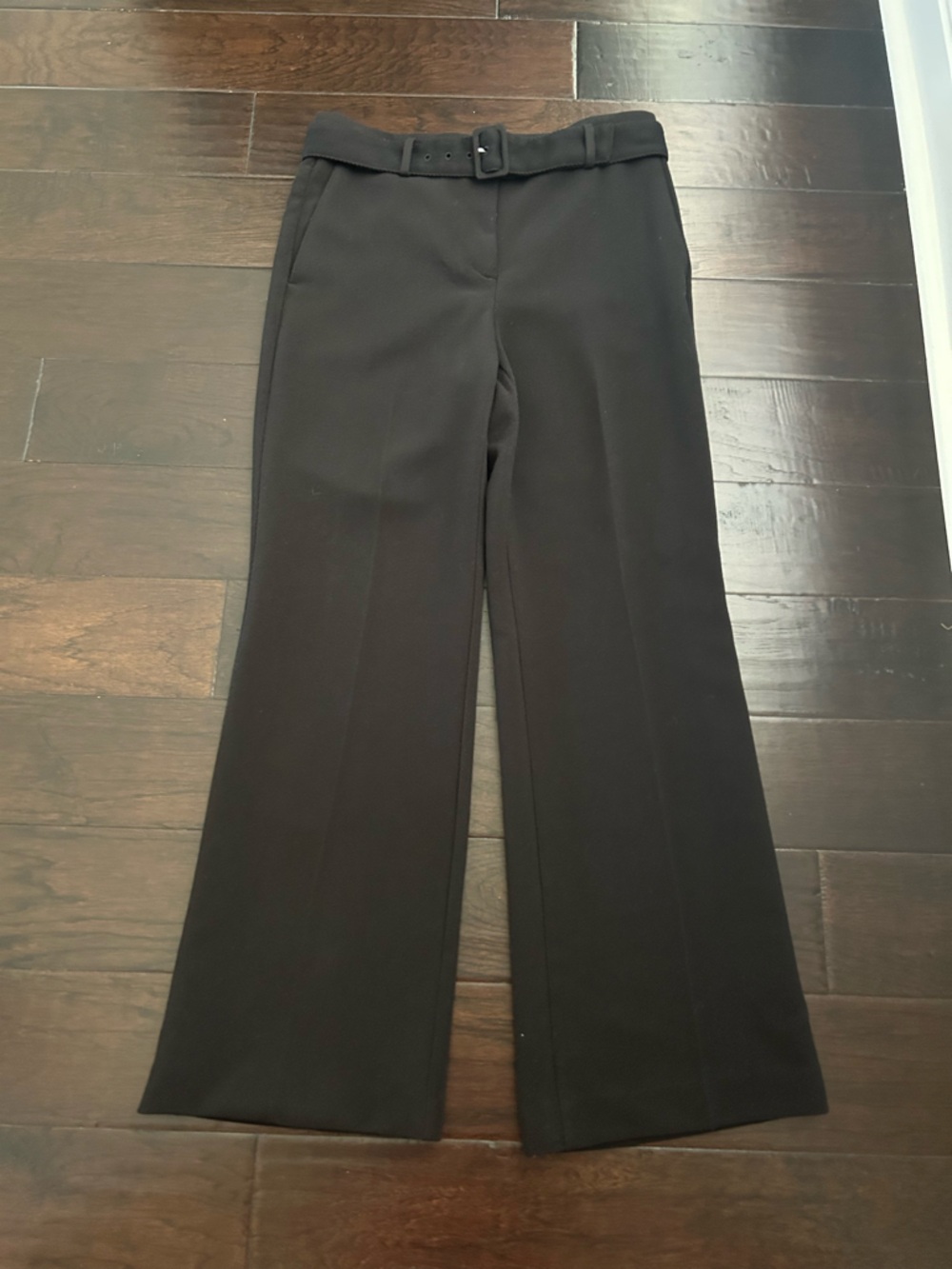 Ann Taylor Black Tweed Dress Pants with Belted Waist